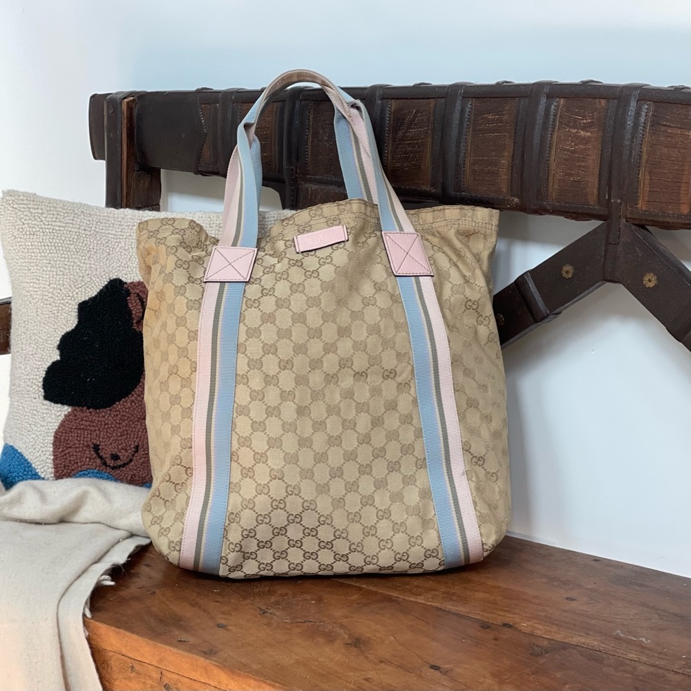 Gucci Original Web Tote GG Canvas Tall